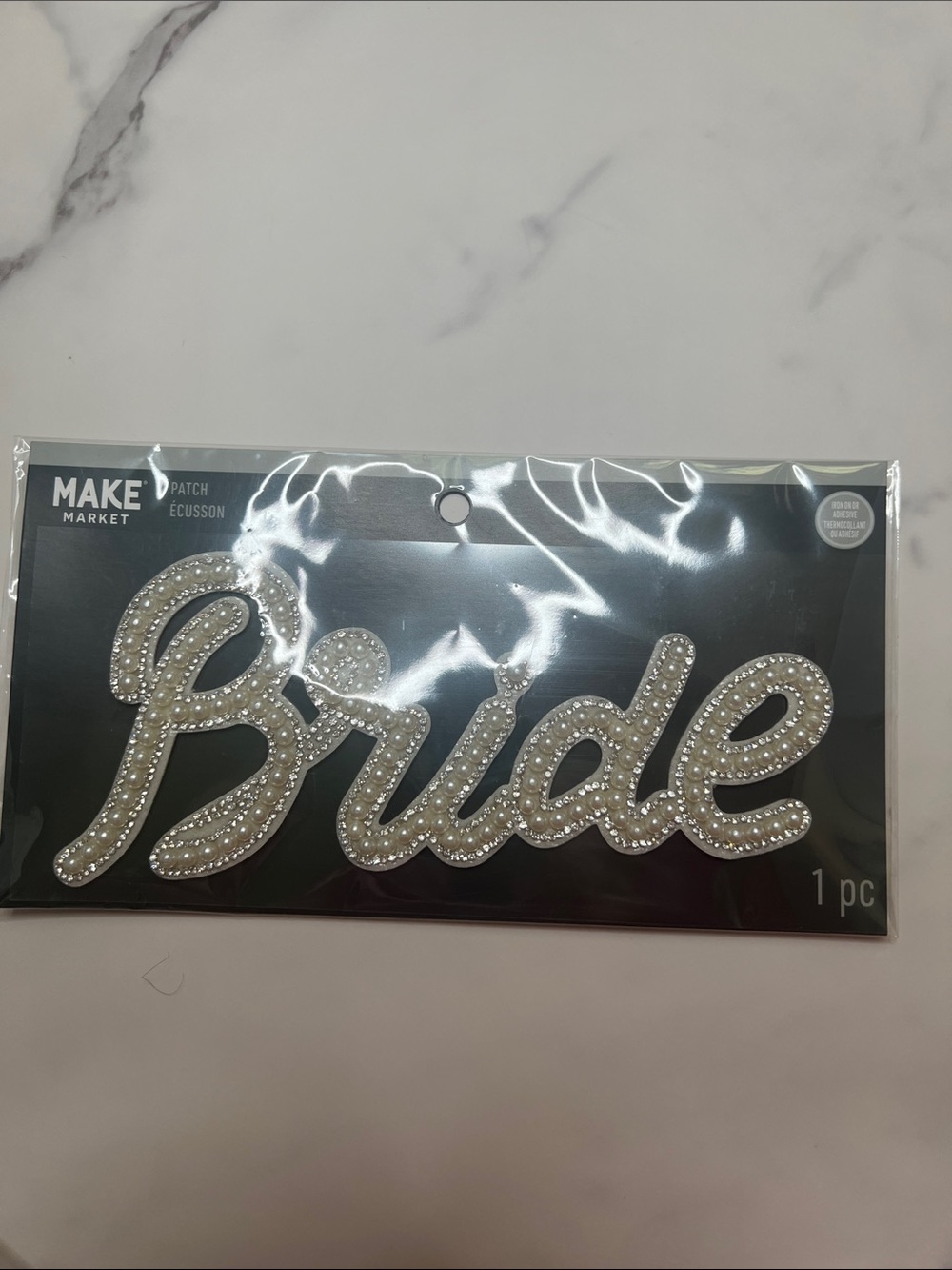Make Market Pearl Rhinestone Bride Iron-On Patch NEW Wedding Bachelorette